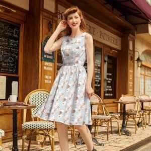 Retrolicious Hot Air Balloon Vintage Baby Animals Dress Modcloth Coquette 50s XL